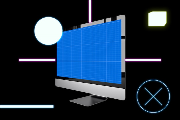 Mockup di computer al neon