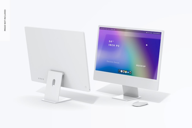 Mockup di computer da 24 pollici, vista sinistra