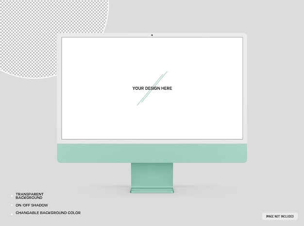 mockup di computer desktop verde