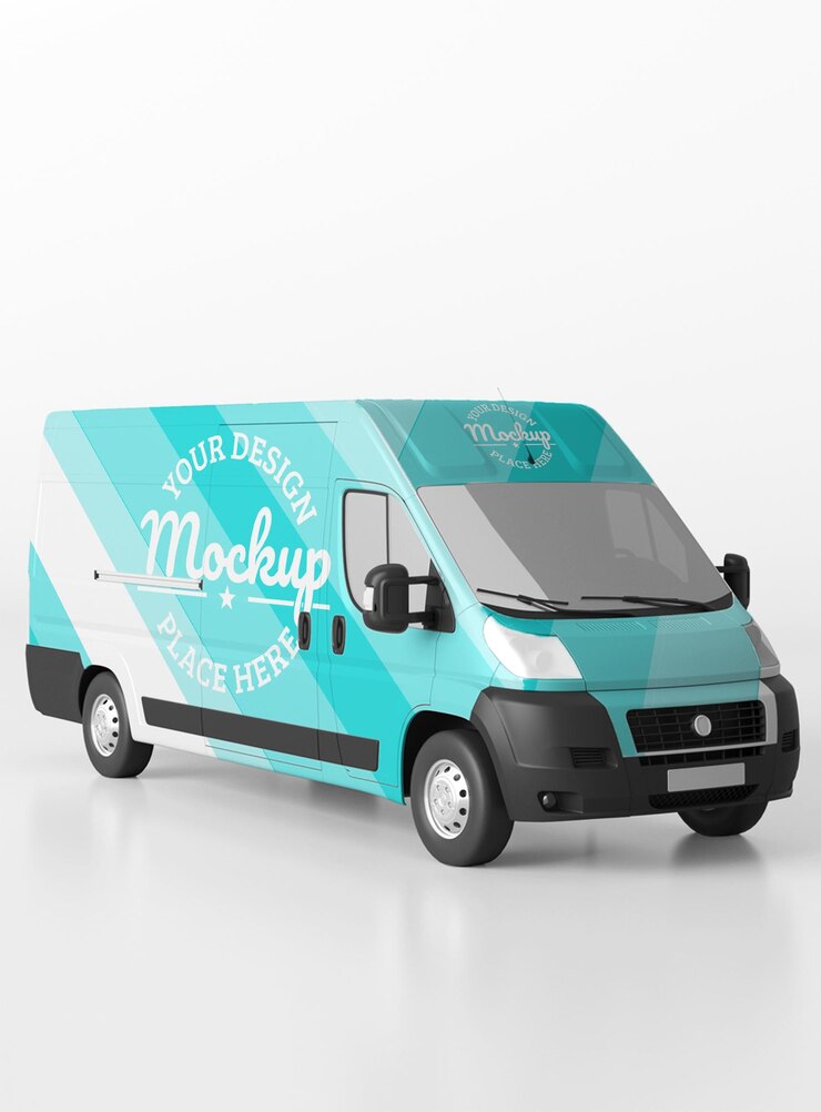 mockup di concetto di auto per la consegna di pacchi