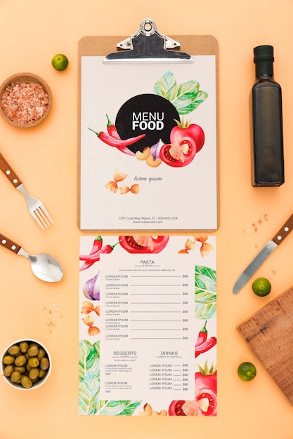 Mockup di concetto di menu del ristorante