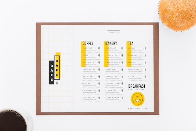 Mockup di concetto di menu del ristorante