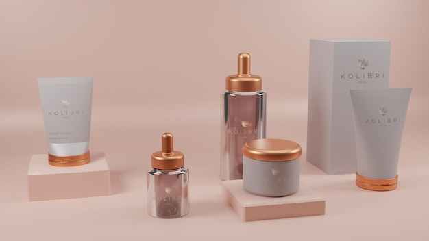 Mockup di confezionamento di prodotti cosmetici
