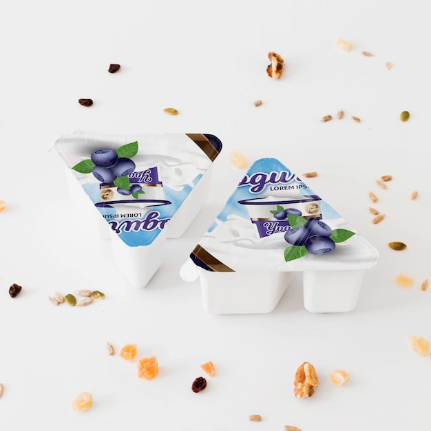 Mockup di confezionamento di yogurt