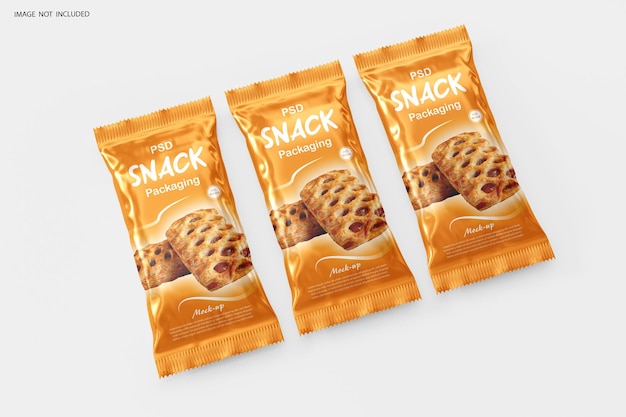 Mockup di confezionamento snack lucido