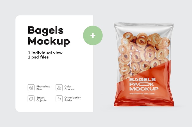 Mockup di confezione di bagel secchi