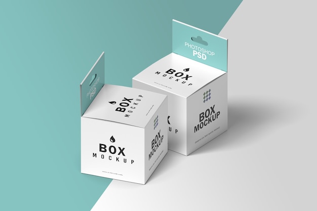 Mockup di confezione doppia scatola quadrata