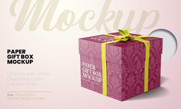 Mockup di confezione regalo PSD con nastro