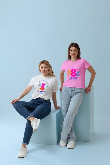 Mockup di consapevolezza dell'abbigliamento di giovani donne