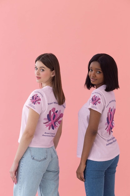 Mockup di consapevolezza dell'abbigliamento di giovani donne