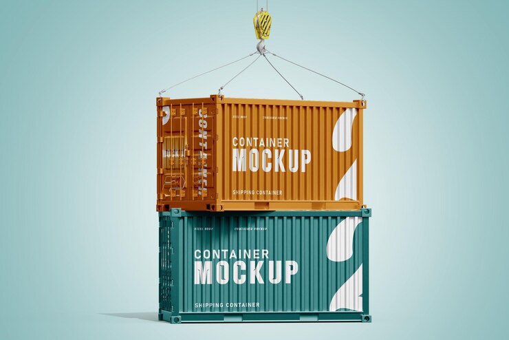 Mockup di container di spedizione realistico