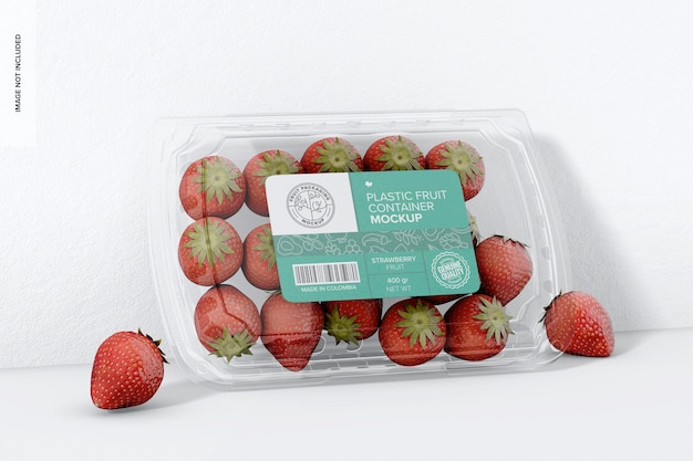 Mockup di contenitore per frutta in plastica appoggiato