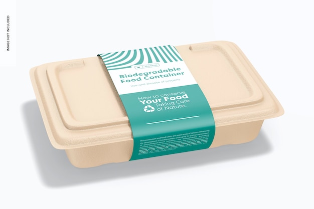 Mockup di contenitori per alimenti biodegradabili, vista prospettica