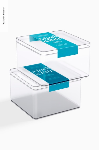 Mockup di contenitori quadrati per dessert, impilati