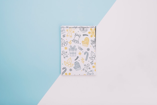 Mockup di copertina di notebook con il concetto di Natale