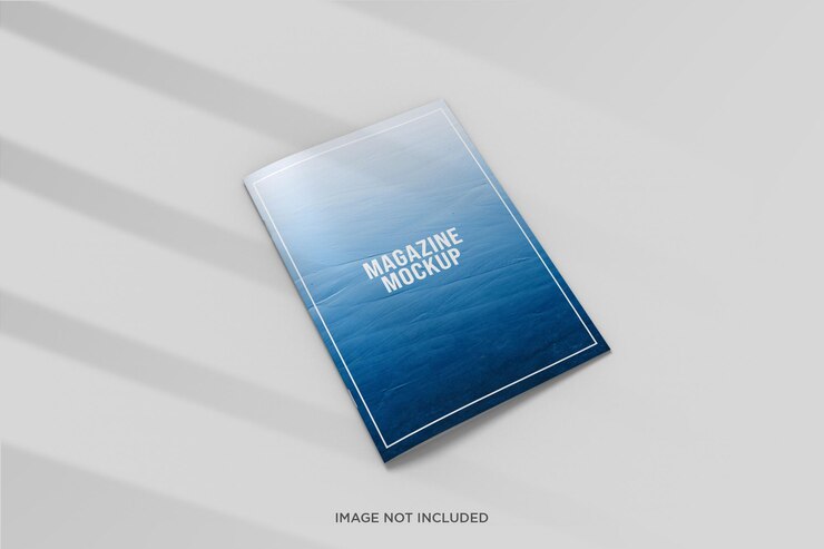 mockup di copertina di una rivista con ombra della finestra