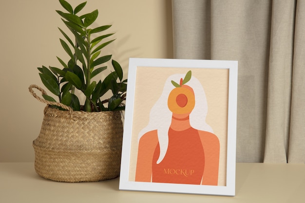 Mockup di cornice bianca all'interno