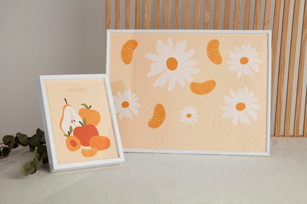 Mockup di cornice bianca all'interno