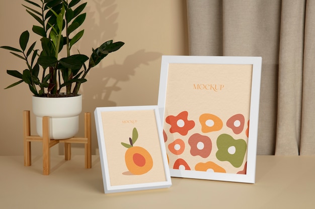 Mockup di cornice bianca all'interno