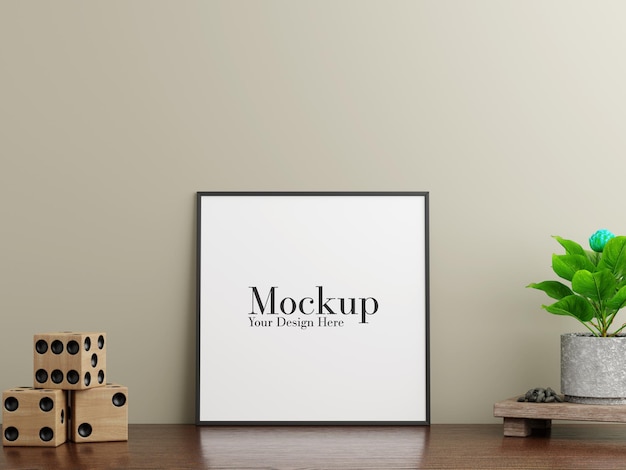 Mockup di cornice contemporanea su tavolo