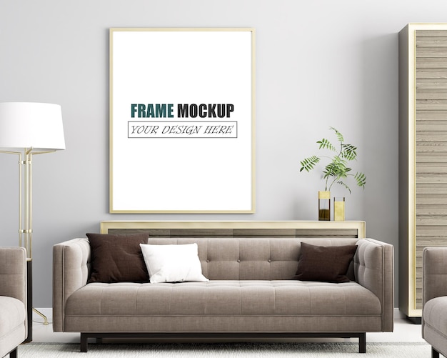 Mockup di cornice di design moderno soggiorno