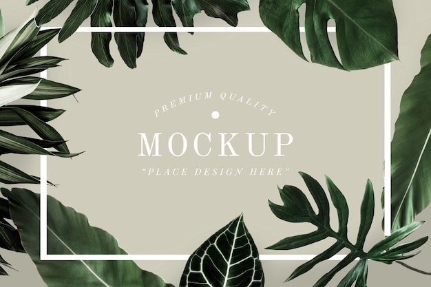 Mockup di cornice di progettazione di fogliame tropicale