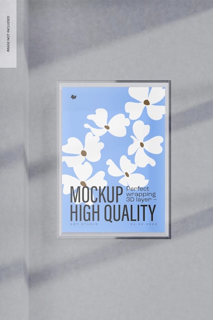 Mockup di cornice in acrilico A5, vista frontale