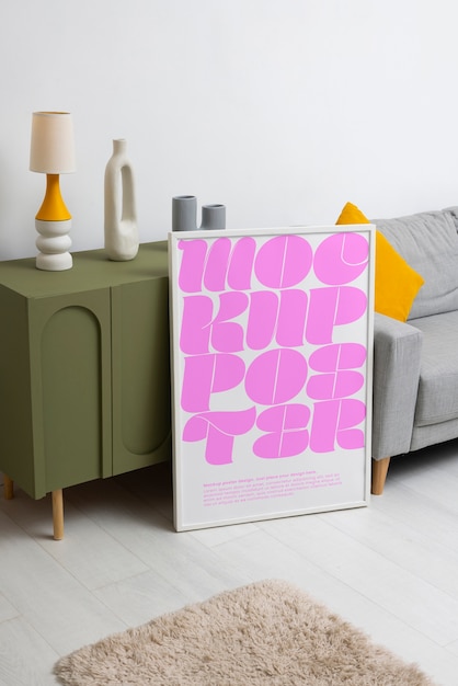 Mockup di cornice in stile interno post moderno