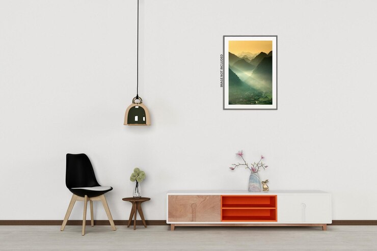 Mockup di cornice nell'interno del soggiorno