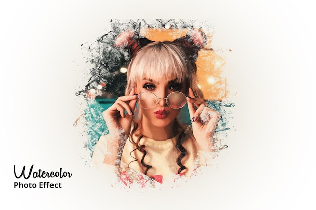 Mockup di cornice per foto ad acquerello Psd Premium