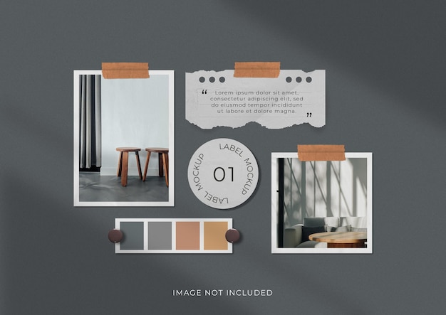 Mockup di cornice per foto moodboard interno realistico e semplice