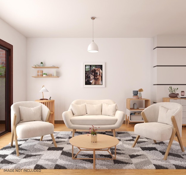Mockup di cornice per foto nel soggiorno