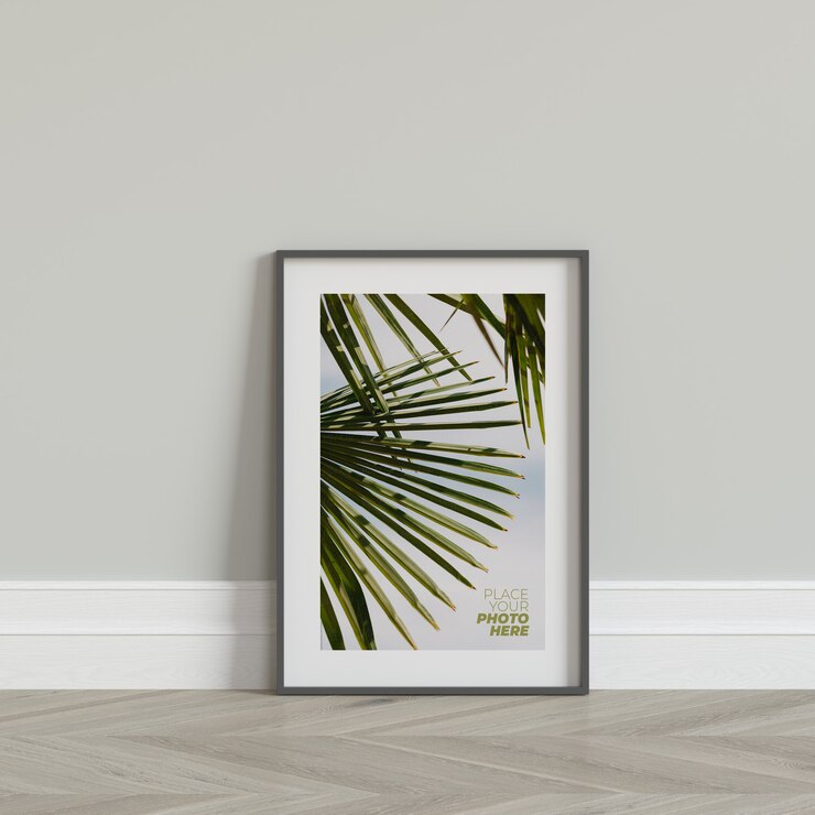 PSD mockup di cornice per foto sul pavimento