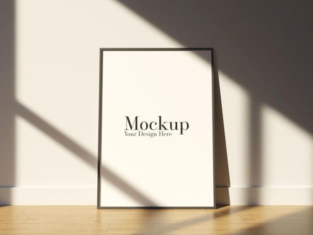 Mockup di cornice per poster fotografico con ombra della finestra