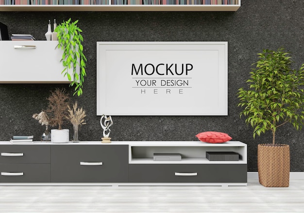 Mockup di cornice per poster in soggiorno