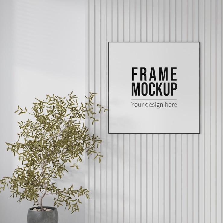 PSD mockup di cornice quadrata grande vista frontale nel rendering 3d