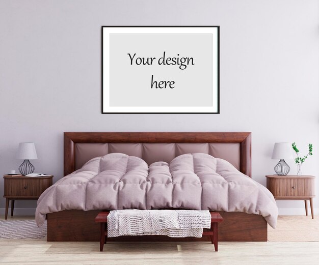 Mockup di cornice Stile interno scandinavo. Rendering 3D, illustrazione 3D