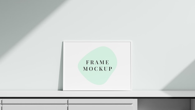 Mockup di cornice su un tavolo credenza