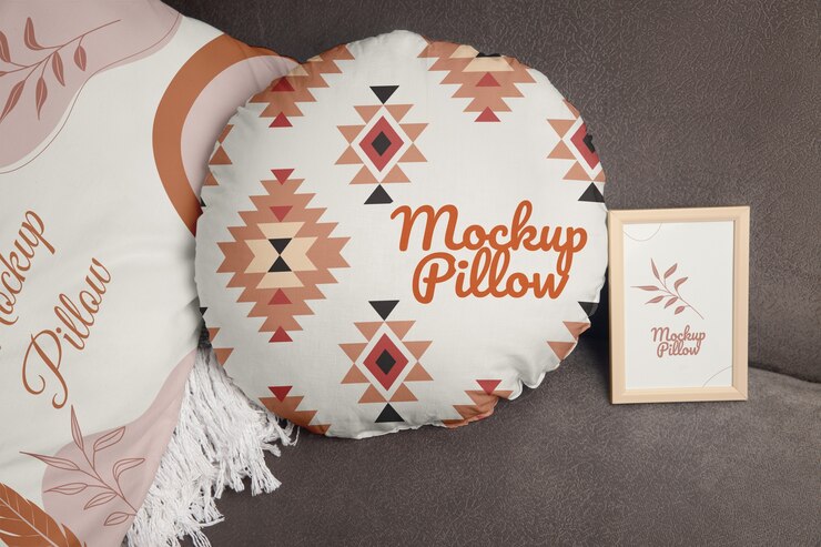 PSD mockup di cuscini rotondi