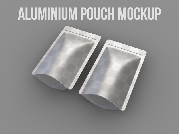 Mockup di custodia in alluminio con sfondo grigio