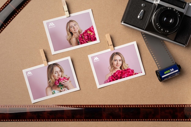 Mockup di design per cornici per pellicole fotografiche