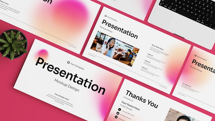 PSD mockup di diapositive di presentazione minimalista