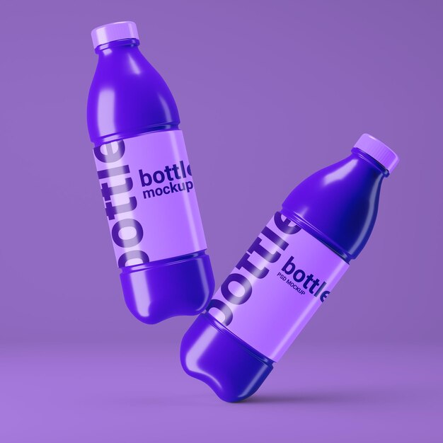 Mockup di due bottiglie di acqua potabile