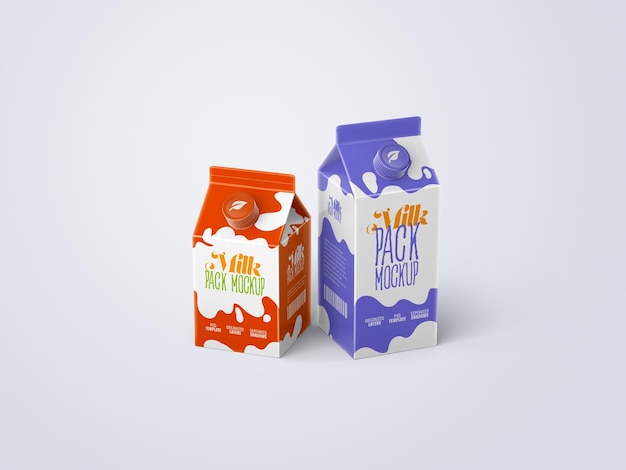 Mockup di due confezioni di latte