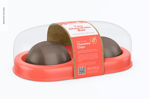 Mockup di due scatole di cioccolatini, prospettiva