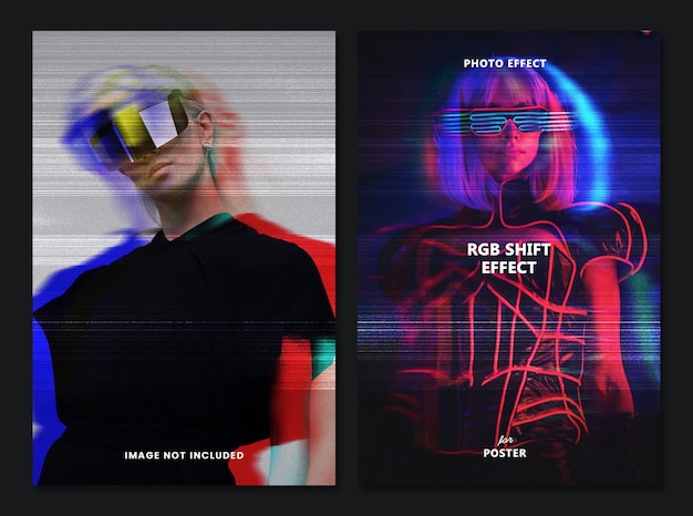 Mockup di effetto foto con spostamento RGB
