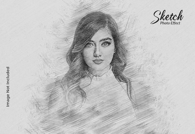 Mockup di effetto foto schizzo a matita disegno a mano