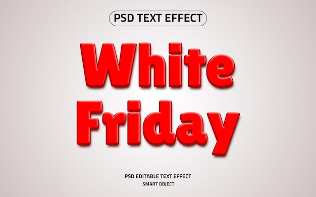 Mockup di effetto stile testo rosso logo venerdì bianco