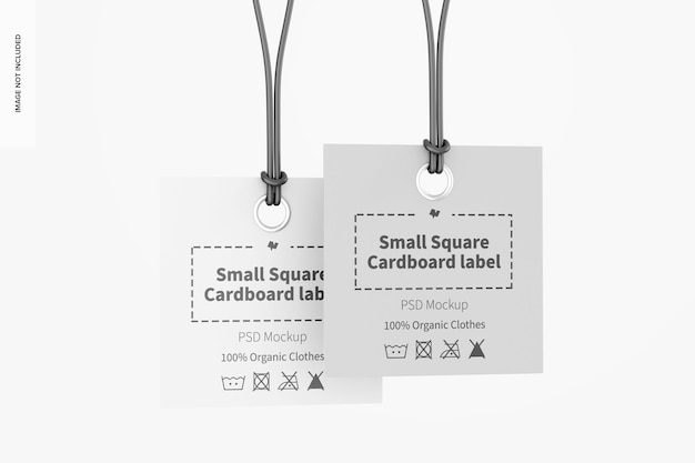 Mockup di etichette quadrate piccole in cartone