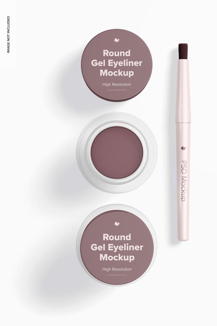 PSD mockup di eyeliner in gel rotondo, vista dall'alto